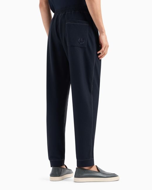 Giorgio Armani Blue Stretch Jersey Flat-Front Trousers for men