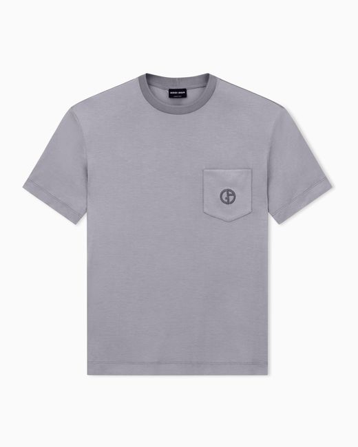 Giorgio Armani Gray Cupro And Silk T-Shirt With Small Pocket for men