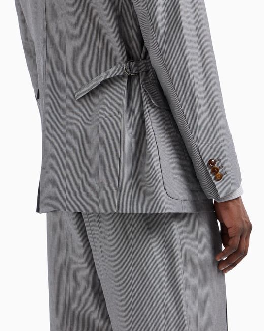 Giorgio Armani Gray Viscose And Linen Single-Breasted Jacket for men