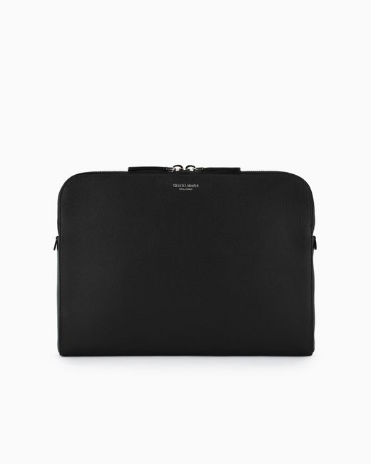 Giorgio Armani Black Leather Document Holder for men
