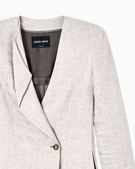 Giorgio Armani White Linen, Viscose And Silk Crêpe Single-Breasted Jacket