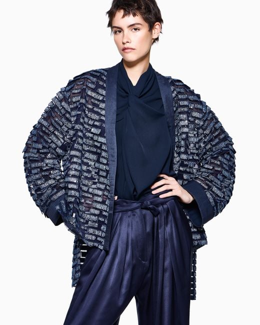 Giorgio Armani Blue Multi-Pleated Trousers