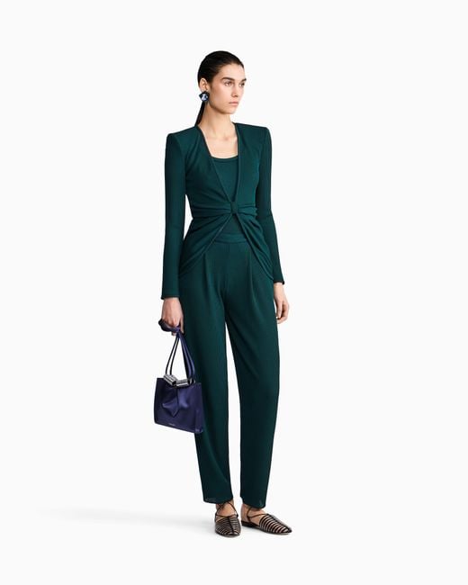 Giorgio Armani Green Ribbed Viscose Top