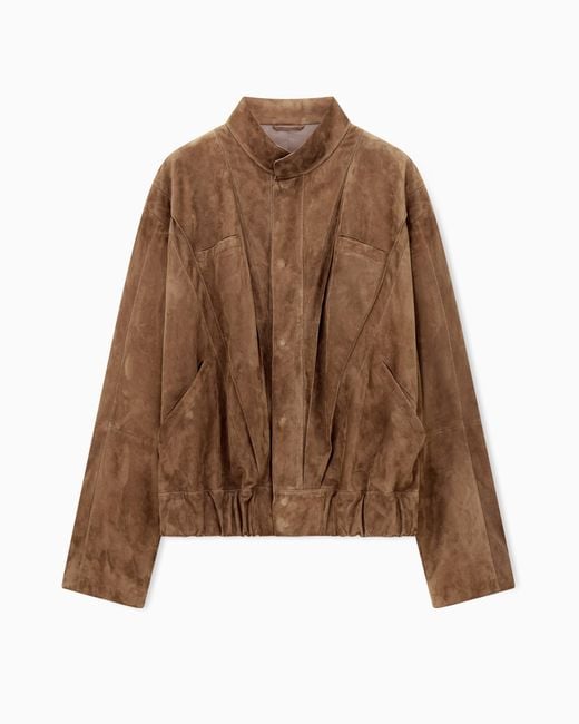 Giorgio Armani Brown Suede-Lambskin Jacket for men