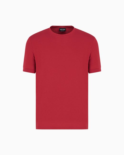 Giorgio Armani T-Shirt Mit Rundhalsausschnitt Und Kurzen Ärmeln, Gefertigt Aus Elastischem Viskose-Jersey in Red für Herren