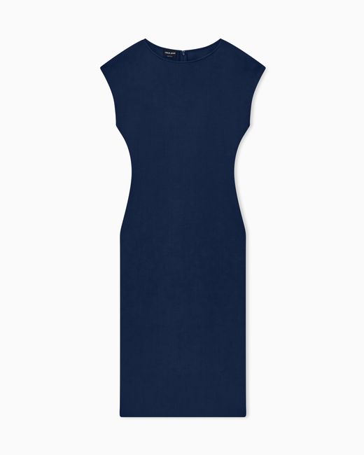 Giorgio Armani Blue Dress Short-Sleeved Sheath