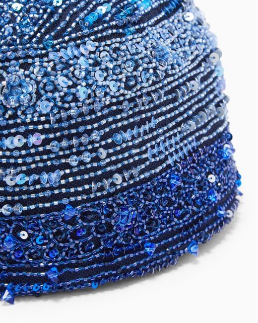 Giorgio Armani Blue Embroidered Tulle Cap
