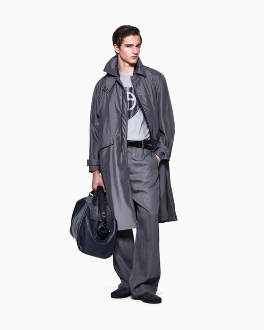 Giorgio Armani Blue Vintage-Effect Pebbled Nappa-Leather Duffel Bag for men