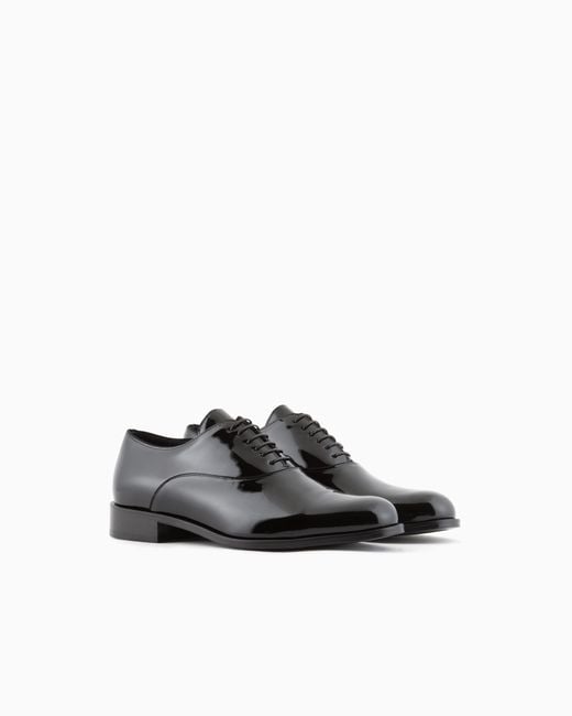 Giorgio Armani Black Patent Leather Oxfords for men