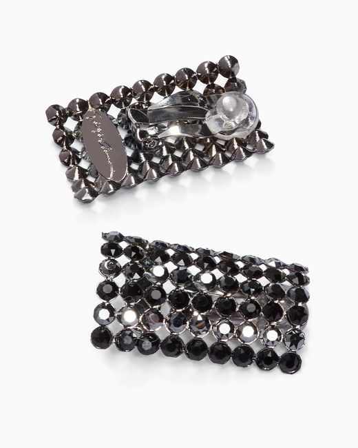 Orecchini A Clip Con Strass di Giorgio Armani in White