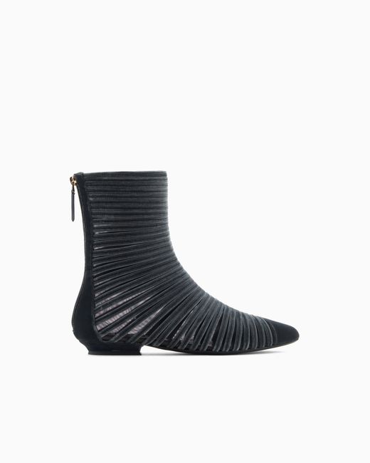 Giorgio Armani Blue Velvet, Satin And Mesh Ankle Boots