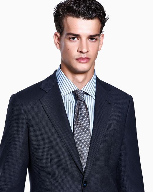 Traje Línea Soho De Abotonadura Sencilla De Lana Virgen Microestructurada Giorgio Armani de hombre de color Blue