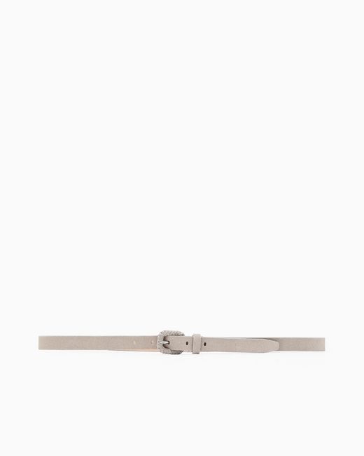 Giorgio Armani White Suede Belt With Buckle for men
