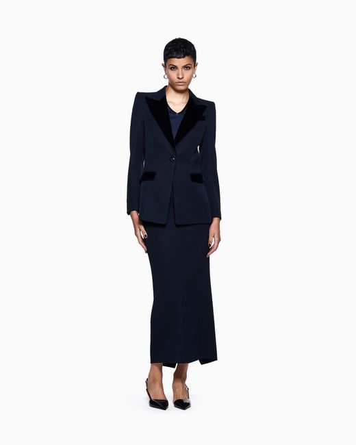 Giorgio Armani Blue Silk Charmeuse Blouse With V Neckline