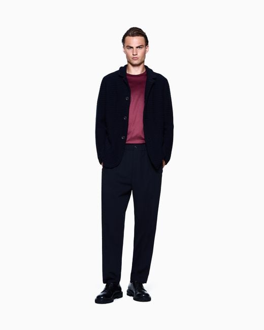 Giorgio Armani Red Plain-Knit Jersey T-Shirt for men