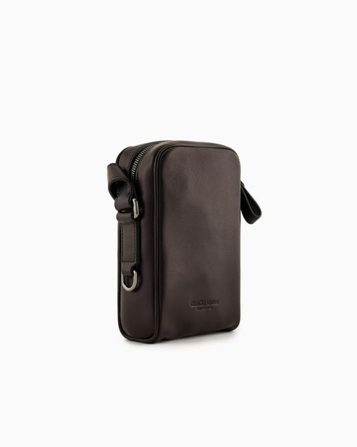 Giorgio Armani Black Nappa-Leather Smartphone Case for men