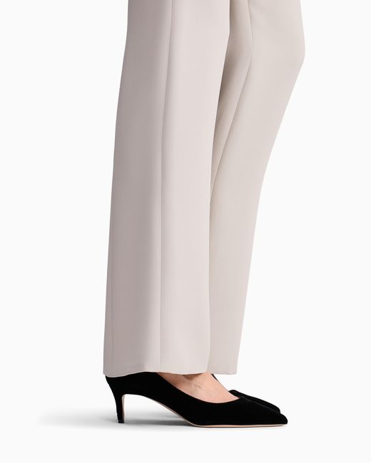 Giorgio Armani White Wide Leg Pure Silk Trousers With Pleats