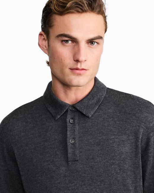 Giorgio Armani Blue Polo Shirt Cashmere Pure Interlock for men