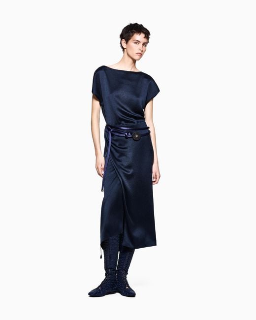 Giorgio Armani Blue Dress With Crew Neck