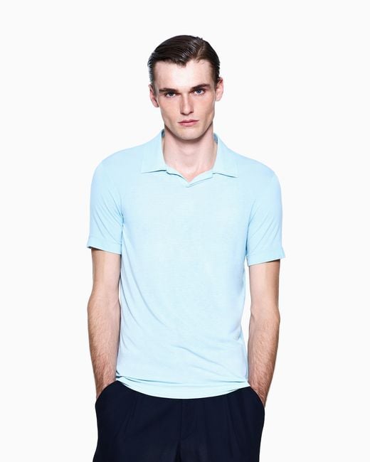 Giorgio Armani Blue Stretch Polo for men