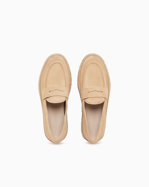 Giorgio Armani White Suede Loafers With A Rope Sole for men