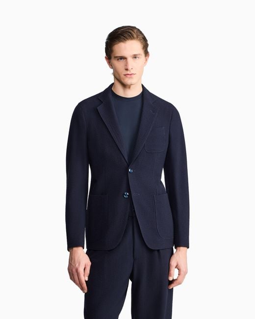 Giorgio Armani Blue Upton Line Single-Breasted Jacket for men