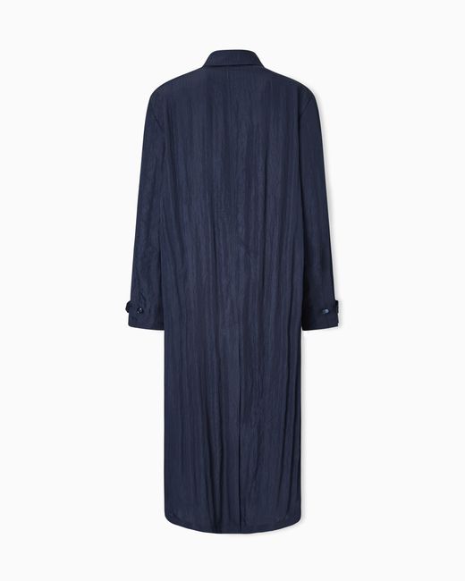 Giorgio Armani Blue Double-Breasted Trench Coat for men