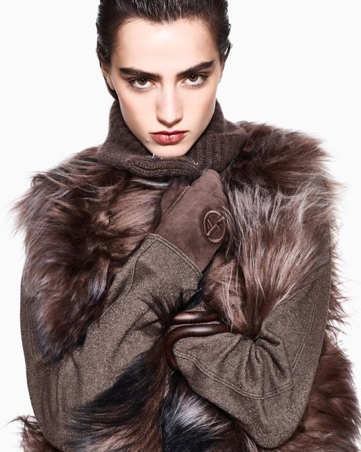 Giorgio Armani Purple Shearling Vest With High Ribbed Cashmere Collar