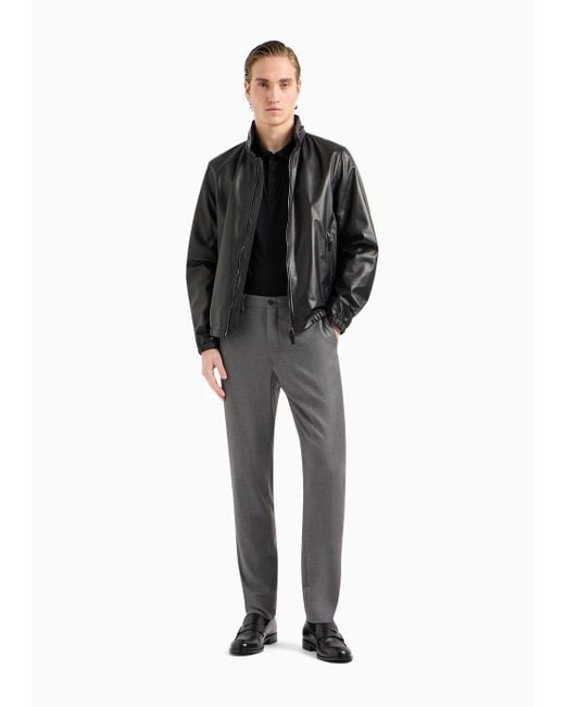 Giorgio Armani Gray Flat-front Trousers In Wool And Cashmere Gabardine for men