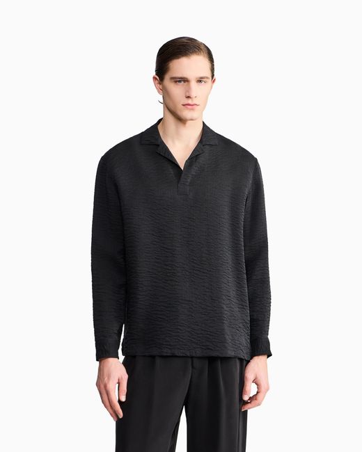 Giorgio Armani Black Jacquard Polo for men