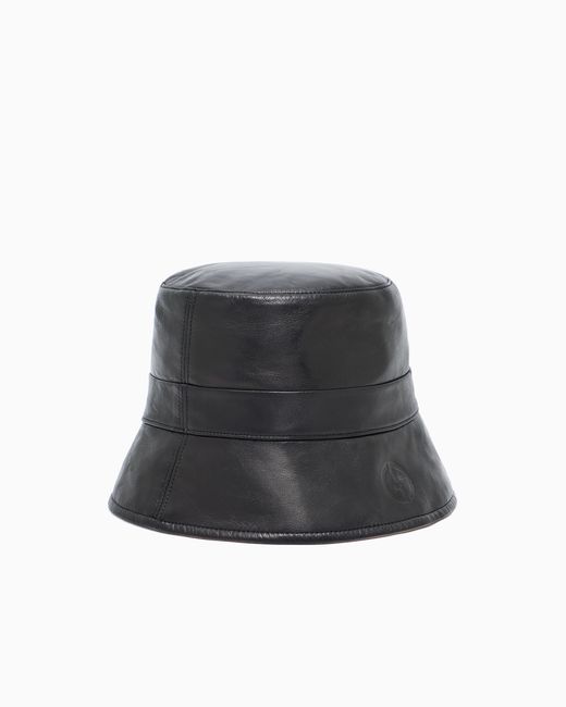 Giorgio Armani Black Reversible Nappa-Leather Cloche Hat