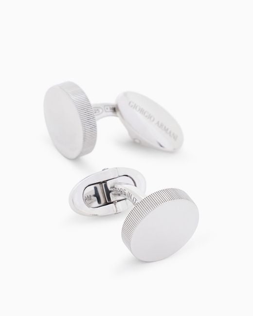 Giorgio Armani White Sterling Cufflinks With Milleraies Insert for men