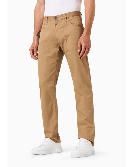 Giorgio Armani Natural Regular-fit Five-pocket Trousers In Stretch Cotton for men