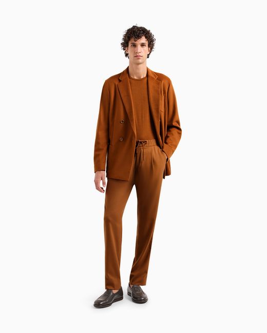 Vicuña Maglia Girocollo di Giorgio Armani in Brown da Uomo