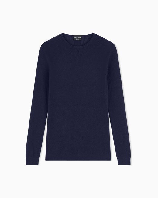 Giorgio Armani Blue Pure Cashmere Crew-Neck Jumper