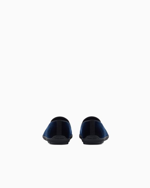 Giorgio Armani Blue Velvet Slip On Shoes With A Flexible Rubber Sole for men