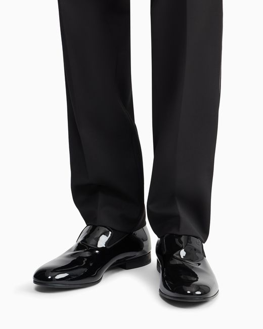 Giorgio Armani White Patent Leather Loafers for men