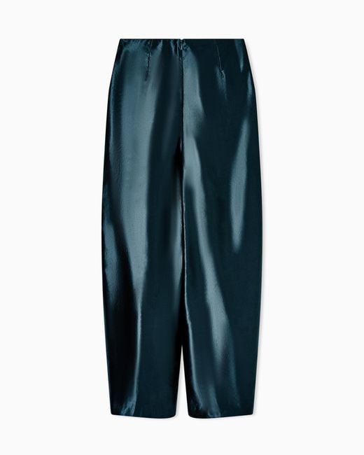 Giorgio Armani Blue Silk And Linen Enzyme-Treated Trousers