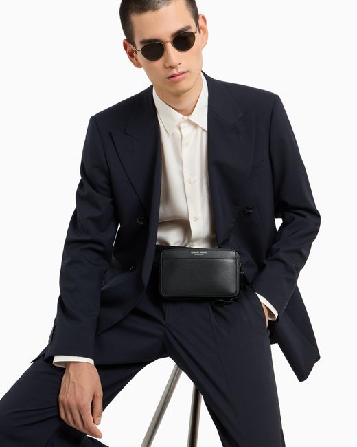 Giorgio Armani Blue Virgin Wool And Cashmere Double-Breasted Royal Line Suit for men