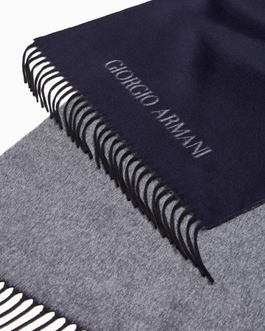 Giorgio Armani Blue Silk And Cashmere Scarf for men