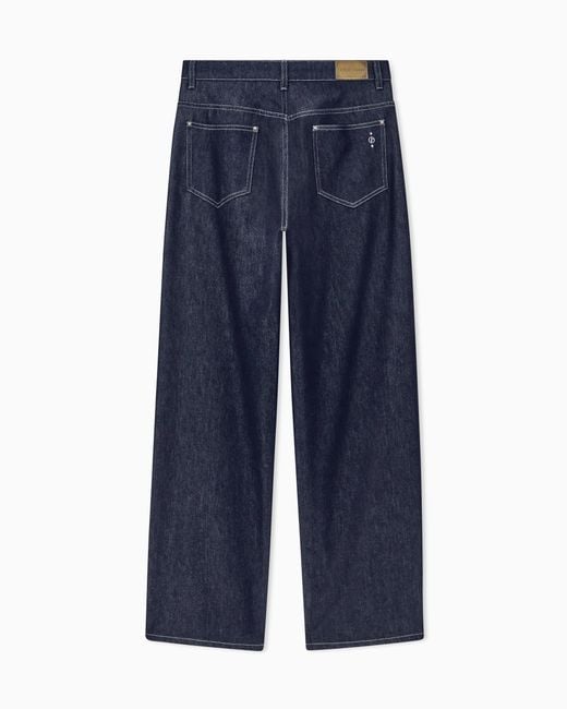 Giorgio Armani Blue Trouser Regular Fit 5 Pocket Cotton And Virgin Wool Denim