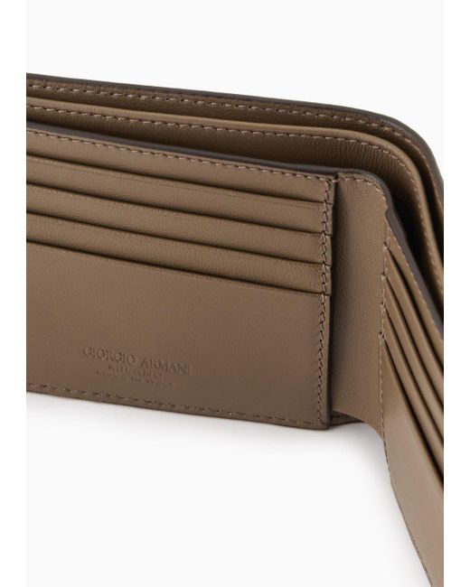Giorgio Armani White Nappa-leather Bifold Wallet With Embroidered Logo for men