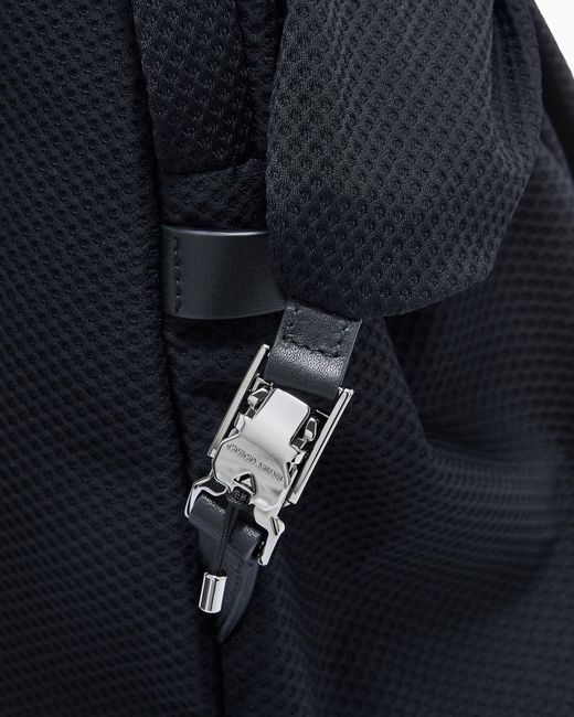 Giorgio Armani Black Mesh And Leather Backpack for men