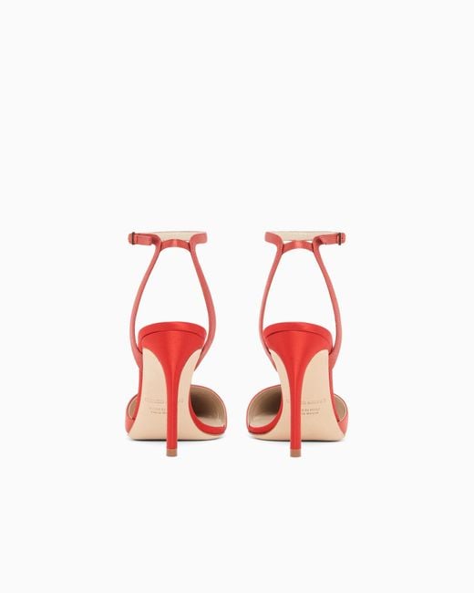 Giorgio Armani White Court Shoes With Two-Tone Satin Strap