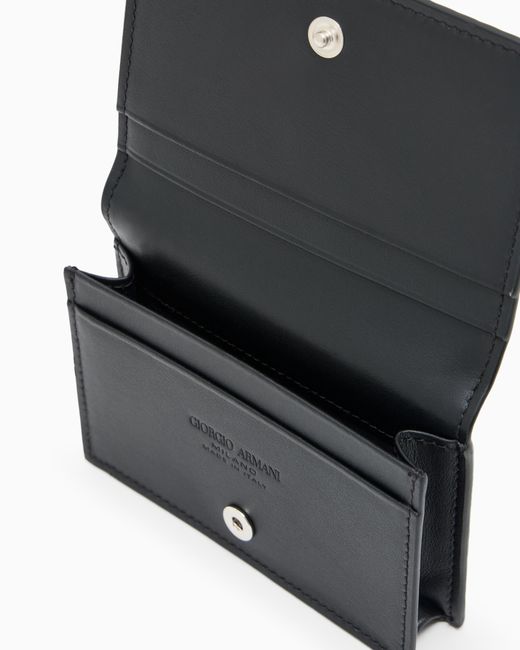 Giorgio Armani White Printed Leather Ticket Holder for men