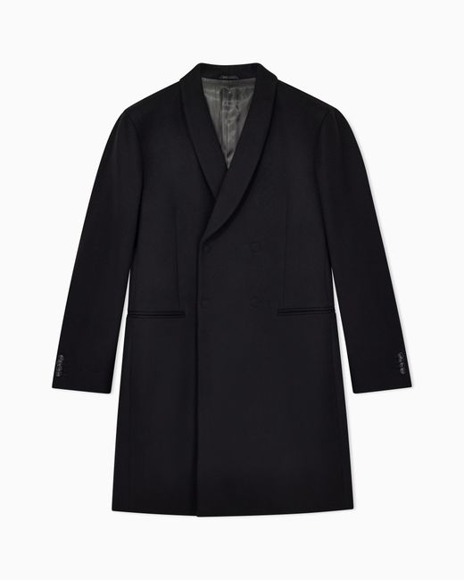 Giorgio Armani Black Double-Breasted Coat for men