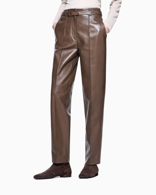 Giorgio Armani Brown Nappa Lambskin Trousers