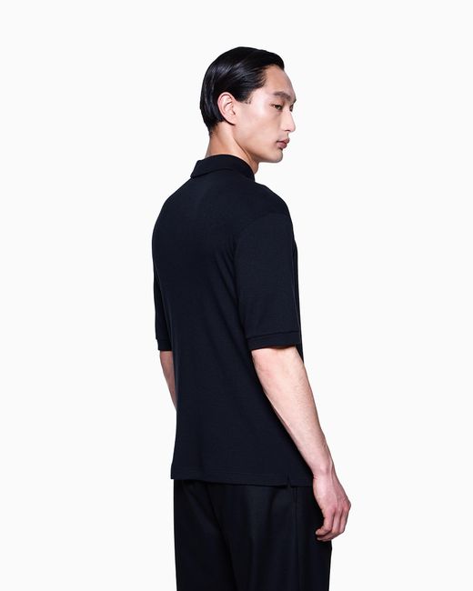 Giorgio Armani Black Polo Shirt Cashmere Pure Interlock for men