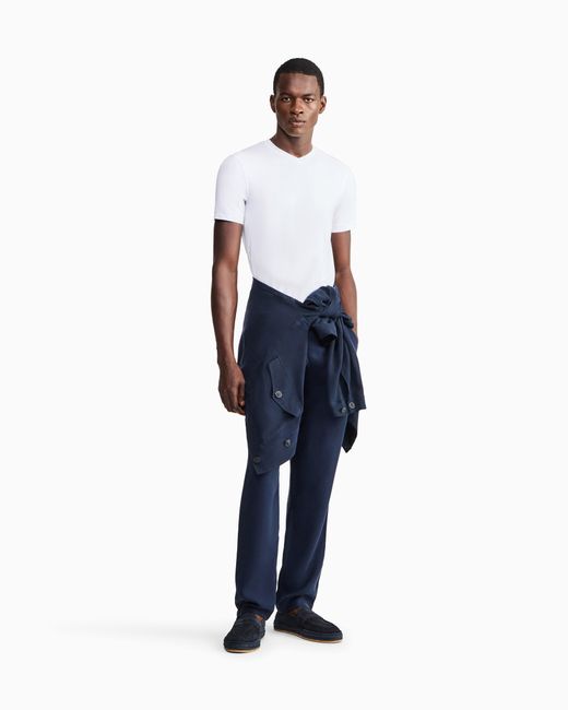 Giorgio Armani White Jersey T-Shirt With A V-Neck for men