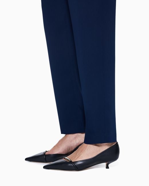 Giorgio Armani White Pointed Toe Leather Pumps With Strap And Low Heel